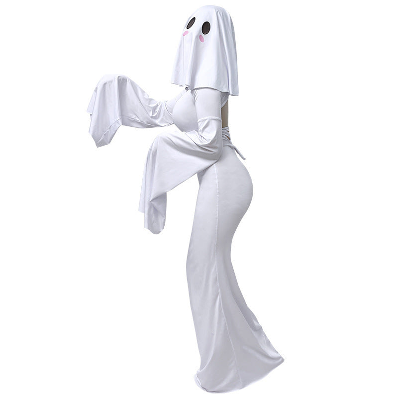 Cute Ghost Cosplay Backless Maxi Dress detail