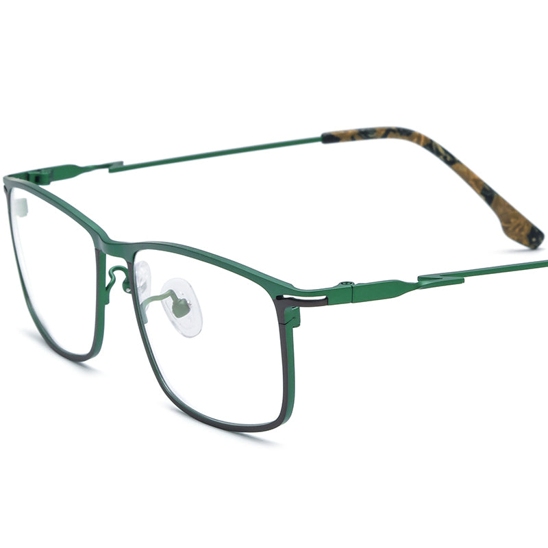 Titanium Square Optical Glasses Frame Vintage Retro - Grey Green - MCROONS