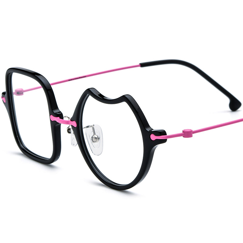Retro Irregular Acetate Optical Glasses Frame - Pink - MCROONS