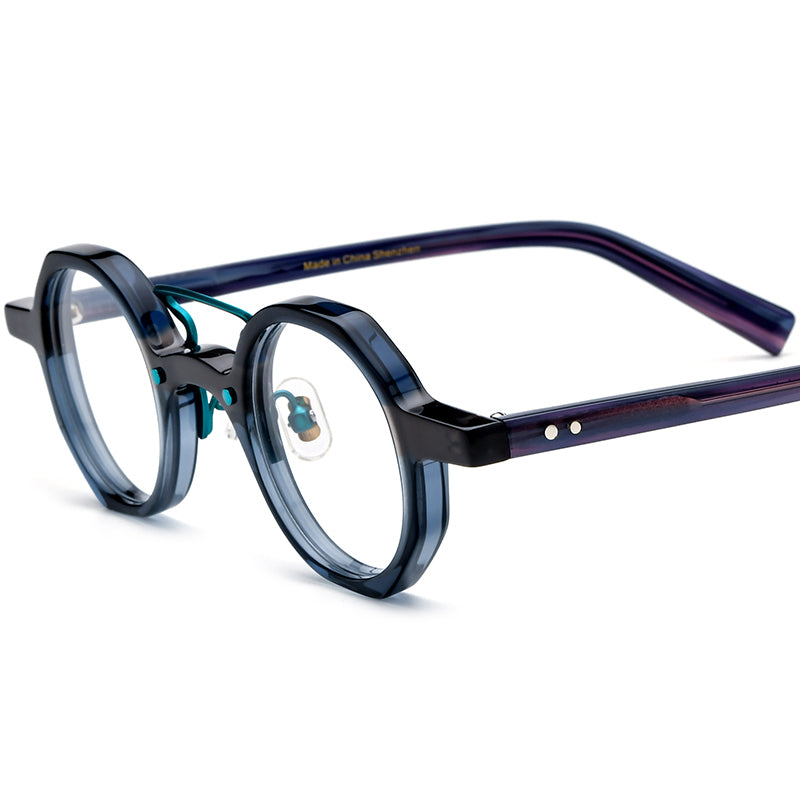 Acetate Octagon Optical Glasses Frame Designer - Green Grey - MCROONS