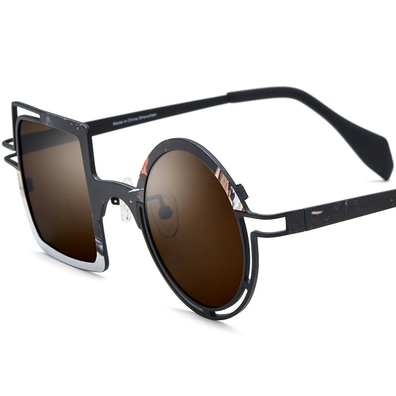 Irregular Titanium Sunglasses - White Black - MCROONS