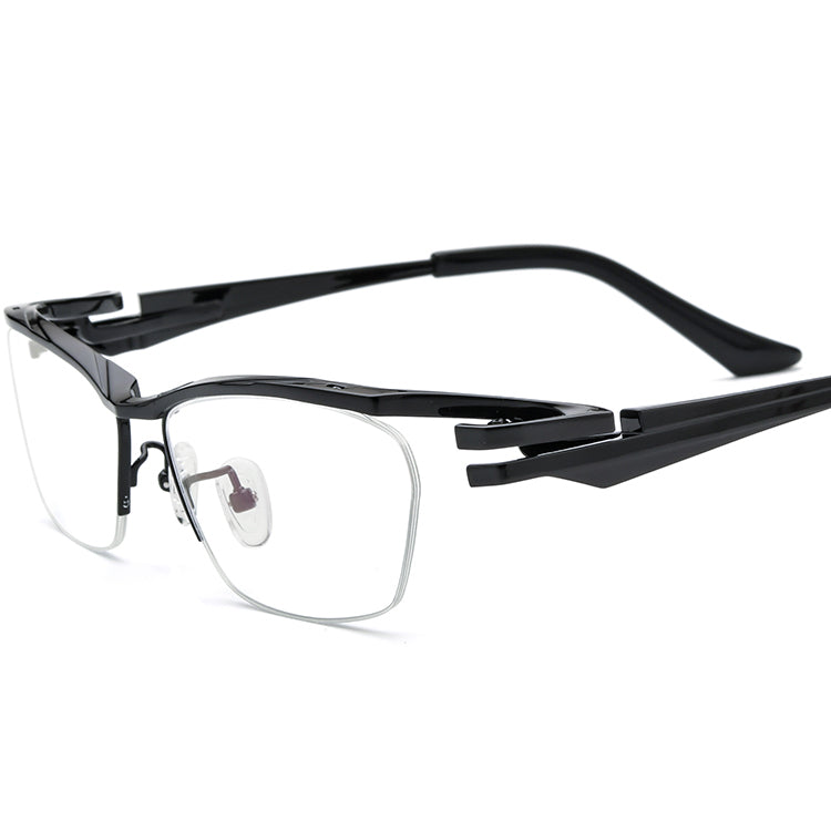 Designer Lightweight Square Titanium Optical Glasses - Black - MCROONS