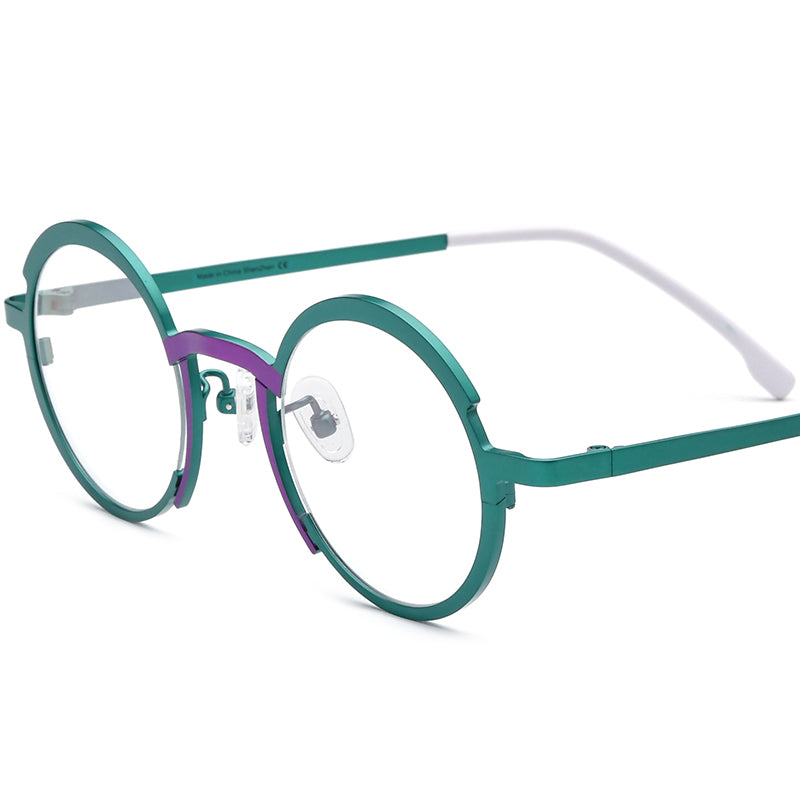Colourful Titanium Round Optical Glasses - MCROONS - Matte Green