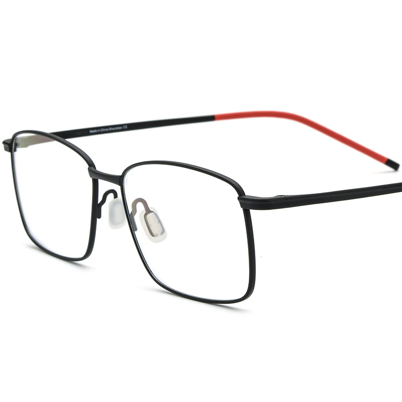 Designer Lightweight Square Titanium Glasses - Black - MCROONS
