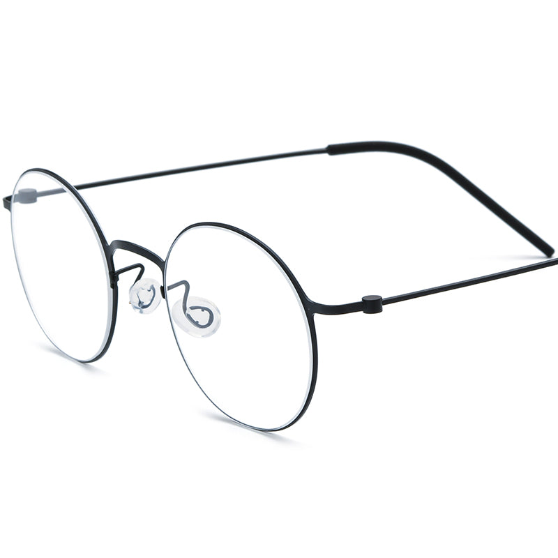 Titanium Round Optical Glasses Frame Korean Designer - MCROONS - Black