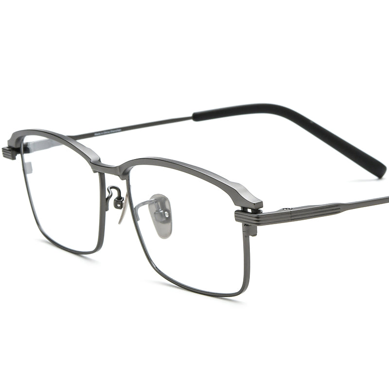 Half-Rim Square Titanium Optical Glasses Frame - Gunmetal - MCROONS