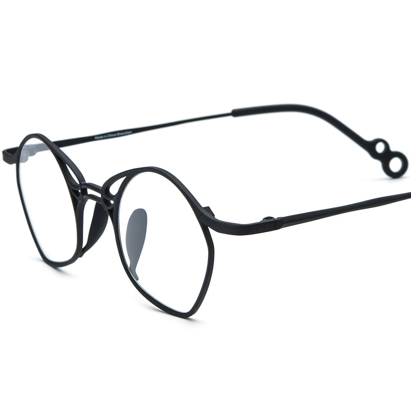 Colourful Titanium Small Irregular Optical Glasses Designer - Black - MCROONS