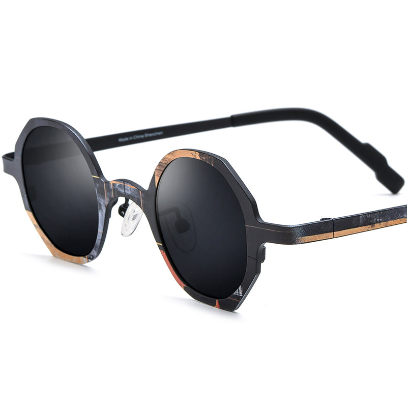 Titanium Polygon Sunglasses - Black - MCROONS