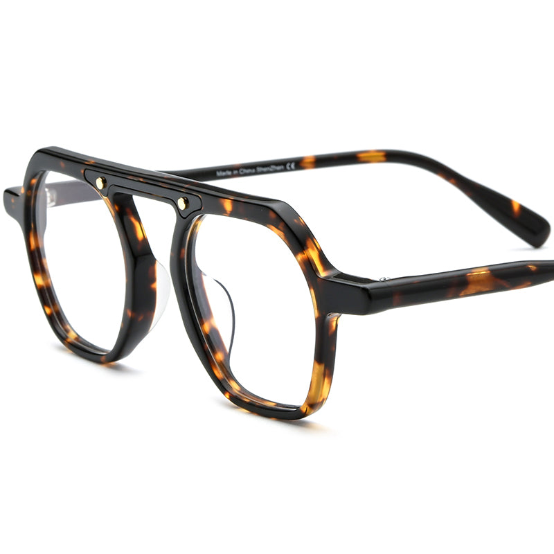 Fashionable Acetate Pilot Optical Glasses Frame - Leopard - MCROONS