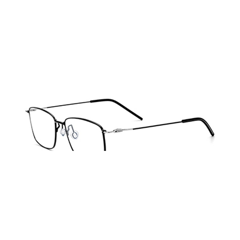 Ultralight Screwless Titanium Square Optical Glasses Frame - Black Silver - MCROONS