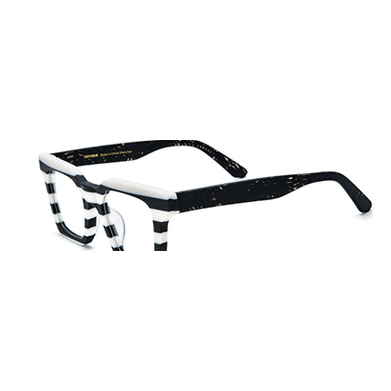 Retro Colour-Block Acetate Square Optical Glasses Frame - Black White - MCROONS