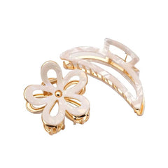 CANYUAN Customized Acetate Hair Claw Clips Silver White Half-Moon Shaped Hollow Environmentally Friendly Material Wholesale