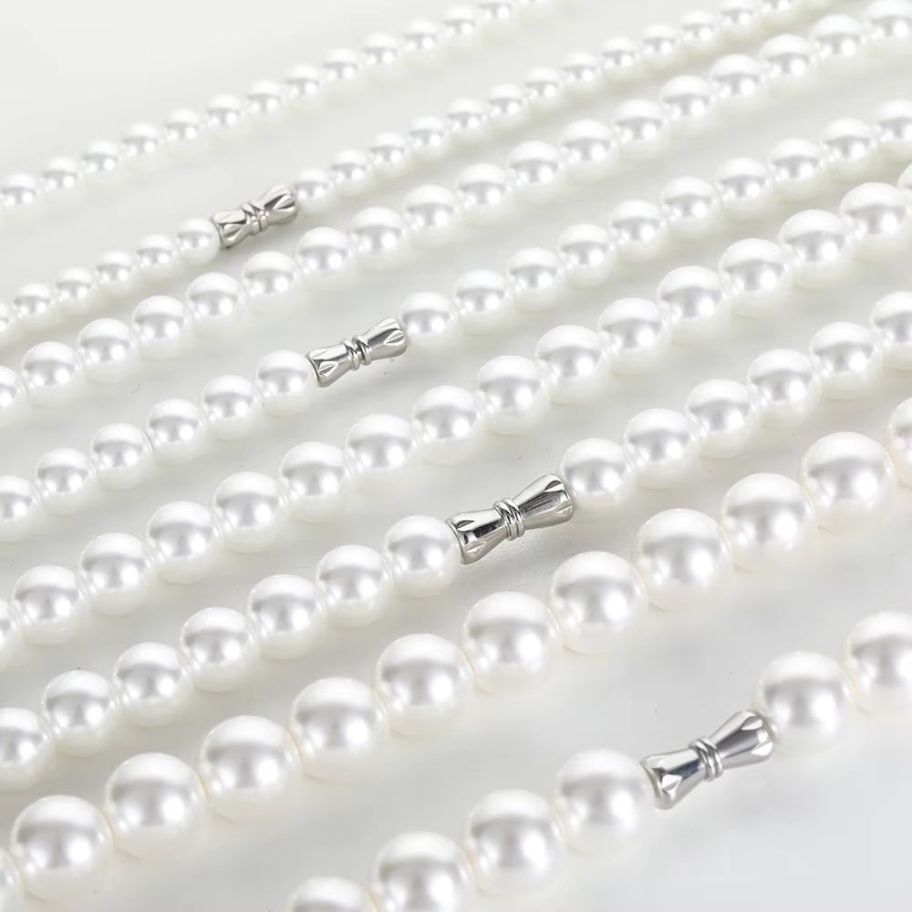 Hip Hop 6/8/10/12Mm Glass Pearl Bead White Pearls for Jewellery Making round Pearl Choker Necklace for Women - MCROONS.COM