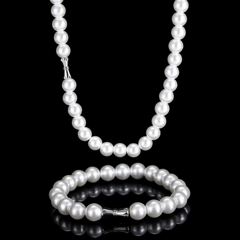 Hip Hop 6/8/10/12Mm Glass Pearl Bead White Pearls for Jewellery Making round Pearl Choker Necklace for Women - MCROONS.COM