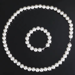 Hip Hop 6/8/10/12Mm Glass Pearl Bead White Pearls for Jewellery Making round Pearl Choker Necklace for Women