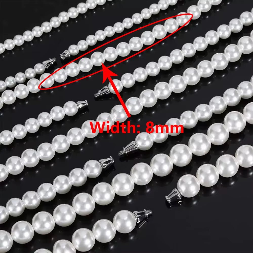 Hip Hop 6/8/10/12Mm Glass Pearl Bead White Pearls for Jewellery Making round Pearl Choker Necklace for Women - MCROONS.COM