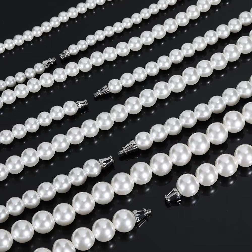 Hip Hop 6/8/10/12Mm Glass Pearl Bead White Pearls for Jewellery Making round Pearl Choker Necklace for Women - MCROONS.COM