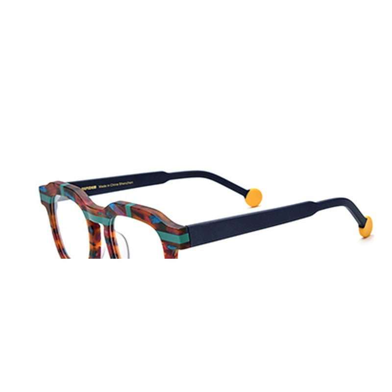 Playful Colour-Pop Acetate Square Optical Glasses Frame - Leopard - MCROONS