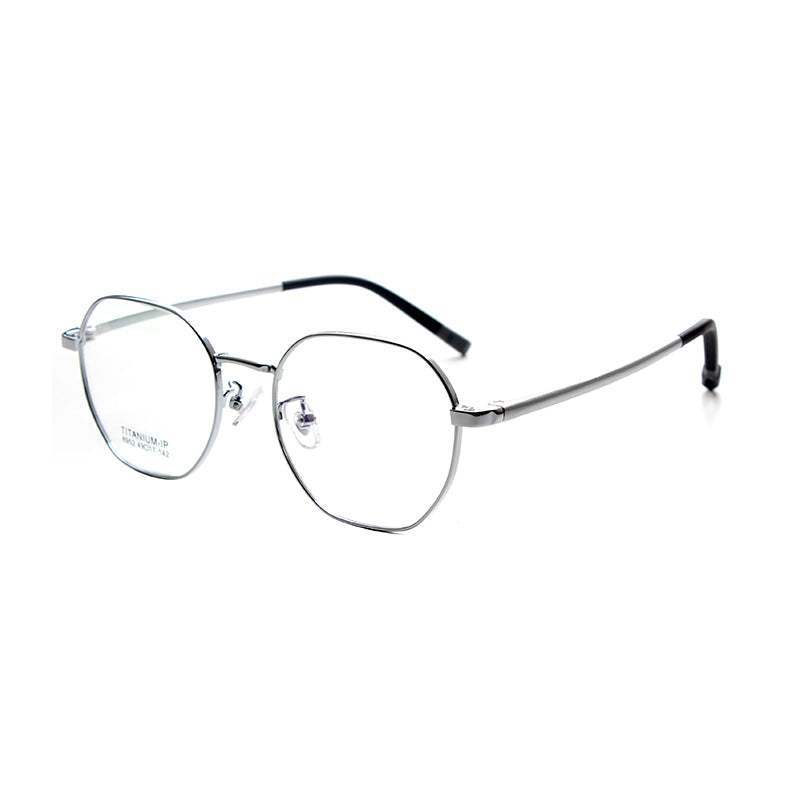 MCROONS Kinder Achteckige Metallbrille — Schwarzer Bügelkontrast | Jungen & Mädchen | Silber, Roségold, Pink, Cyan und Schwarz
