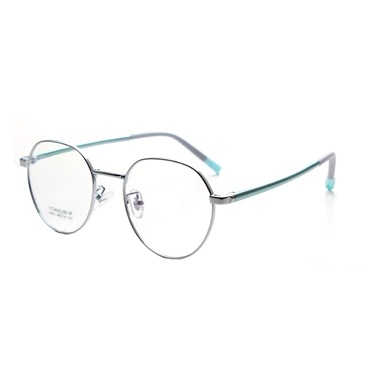 MCROONS Kids Silver Geometric Glasses — Style and Function Frames | Boys and Girls | Silver, Rose Gold, Pink, Black and Cyan