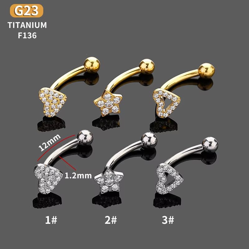 YW NEW 16G Rook Piercing Jewelry Eyebrow Rings G23 Titanium Heart Shape Cartilage Hoop Rook Daith Earrings Tragus - MCROONS.COM