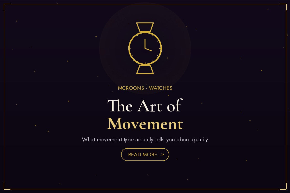 Watches blog banner - flat gold illustration full-bleed on dark background with watch icon