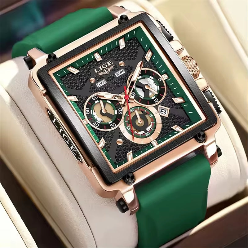 LIGE 89217 Top Brand Men'S Watches Silicone Strap Clock Waterproof Sport Casual Watch Men Chronograph Quartz Wristwatch Reloj