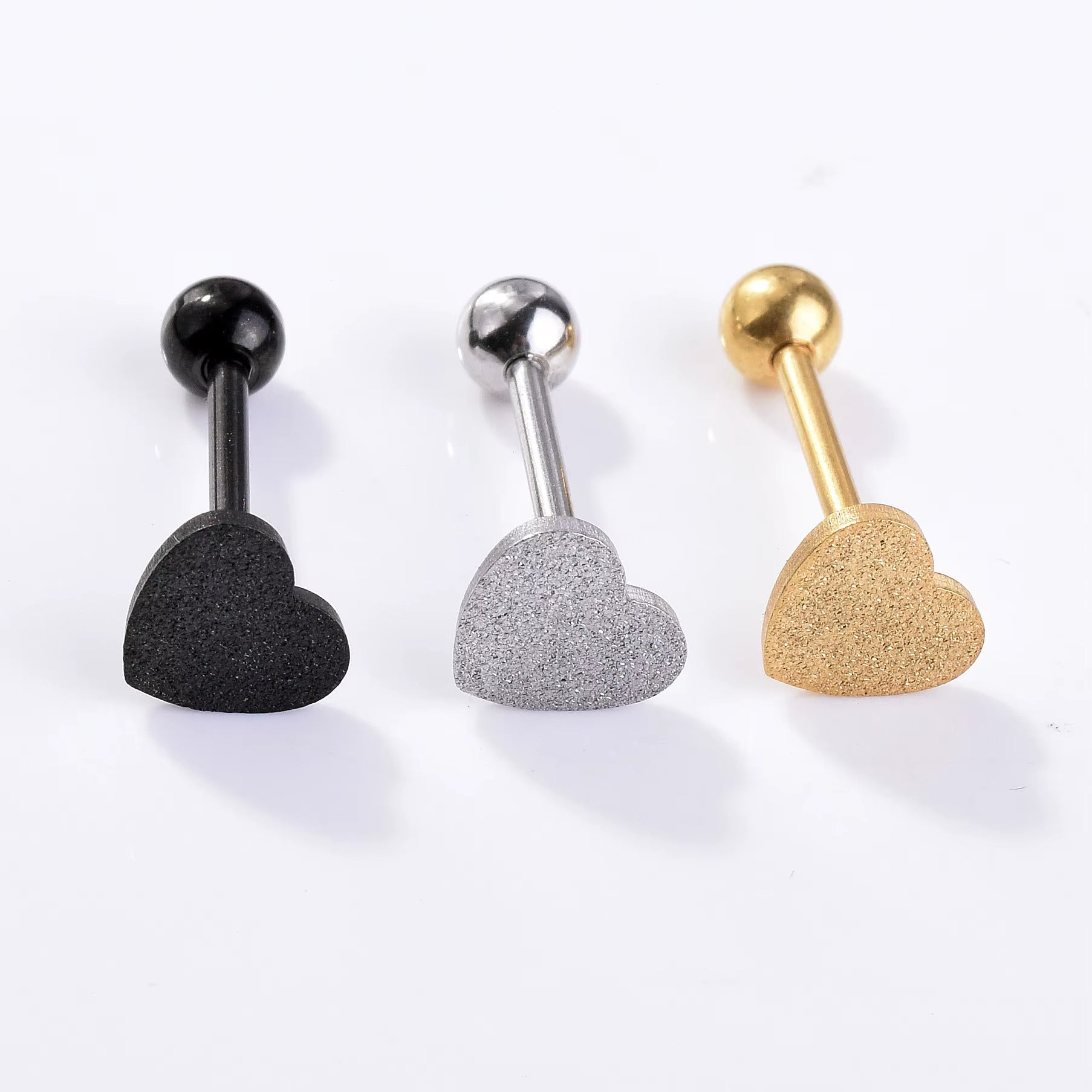 European and American Tongue Rings Fashion High Quality Stainless Steel Heart Shape Tongue Rings Jewelry