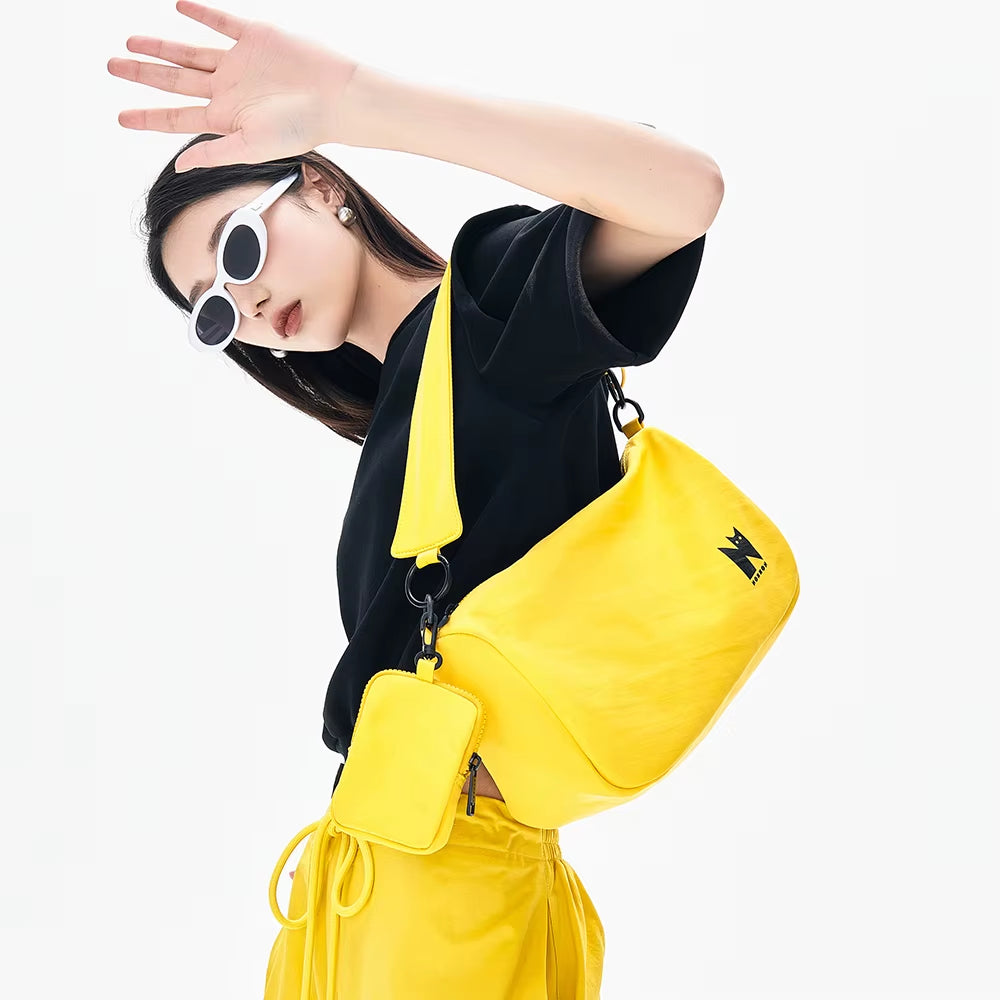 NOXXON Nylon Handbags for Unisex Waterproof Multi Pocket Purses and Crossbody Bags Multi Function Lightweight Shoulder Handbag