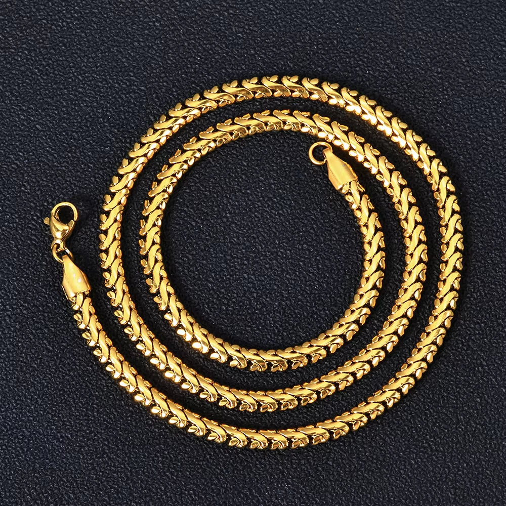 NUOYA Custom Thin Cuban Link Necklace Gold Plated Stainless Steel Waterproof Hip Hop Style High Quality Jewelry