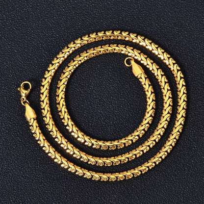 NUOYA Custom Thin Cuban Link Necklace Gold Plated Stainless Steel Waterproof Hip Hop Style High Quality Jewelry