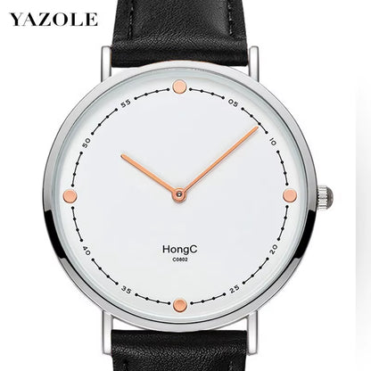 YAZOLE D C0802 Luxury Black Silver Case Custom Men Quartz Watches Two Pointers Minimalist Waterproof Wristwatch Factory Sale