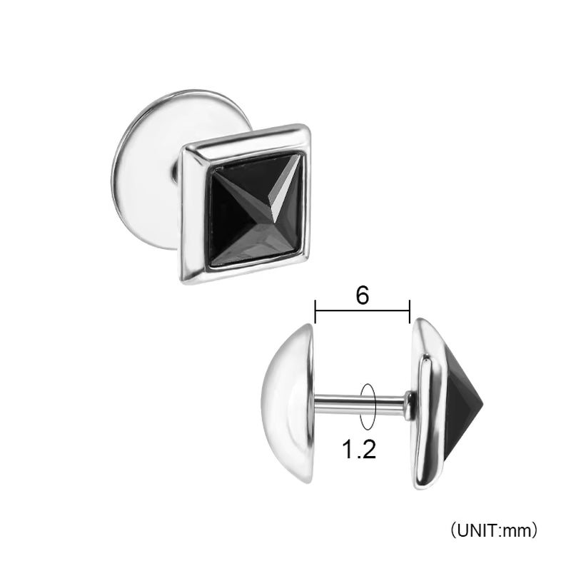 Wholesale Punk Style Single Zircon Prong Earrings Stainless Steel Vintage Obsidian Men Earrings
