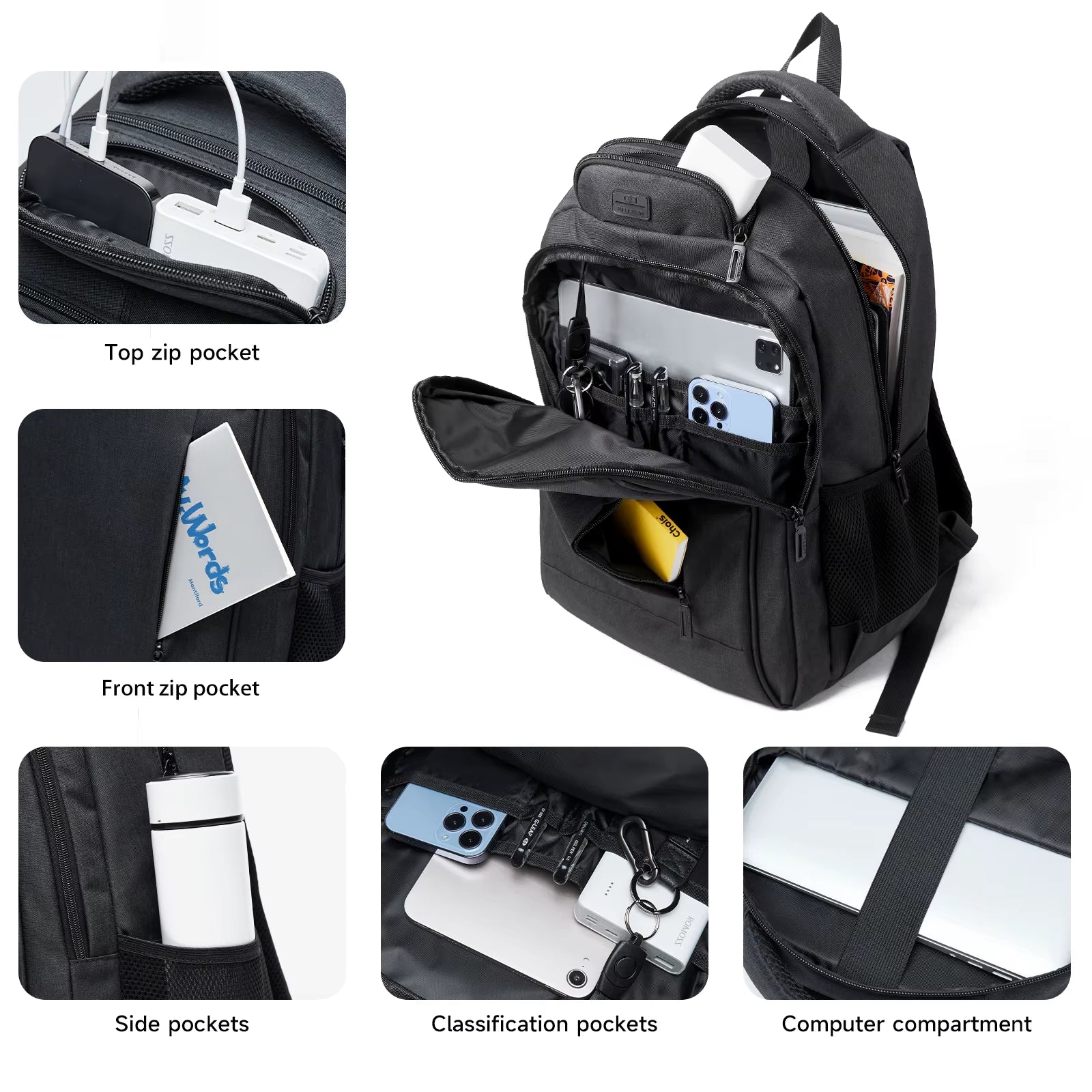 Mate Elan Large Capacity 15.6 Inch Laptop Backpack anti Theft Business Backpacks for Men Waterproof School Men'S Travel Bags