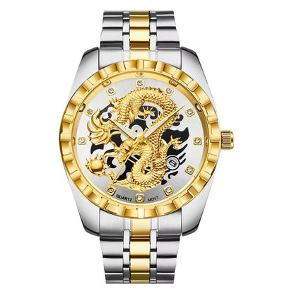 Luxury Men Watch Quartz Watches Gold Dragon Stainless Steel Quartz Watches Waterproof Wholesale Custom Logo Wristwatches