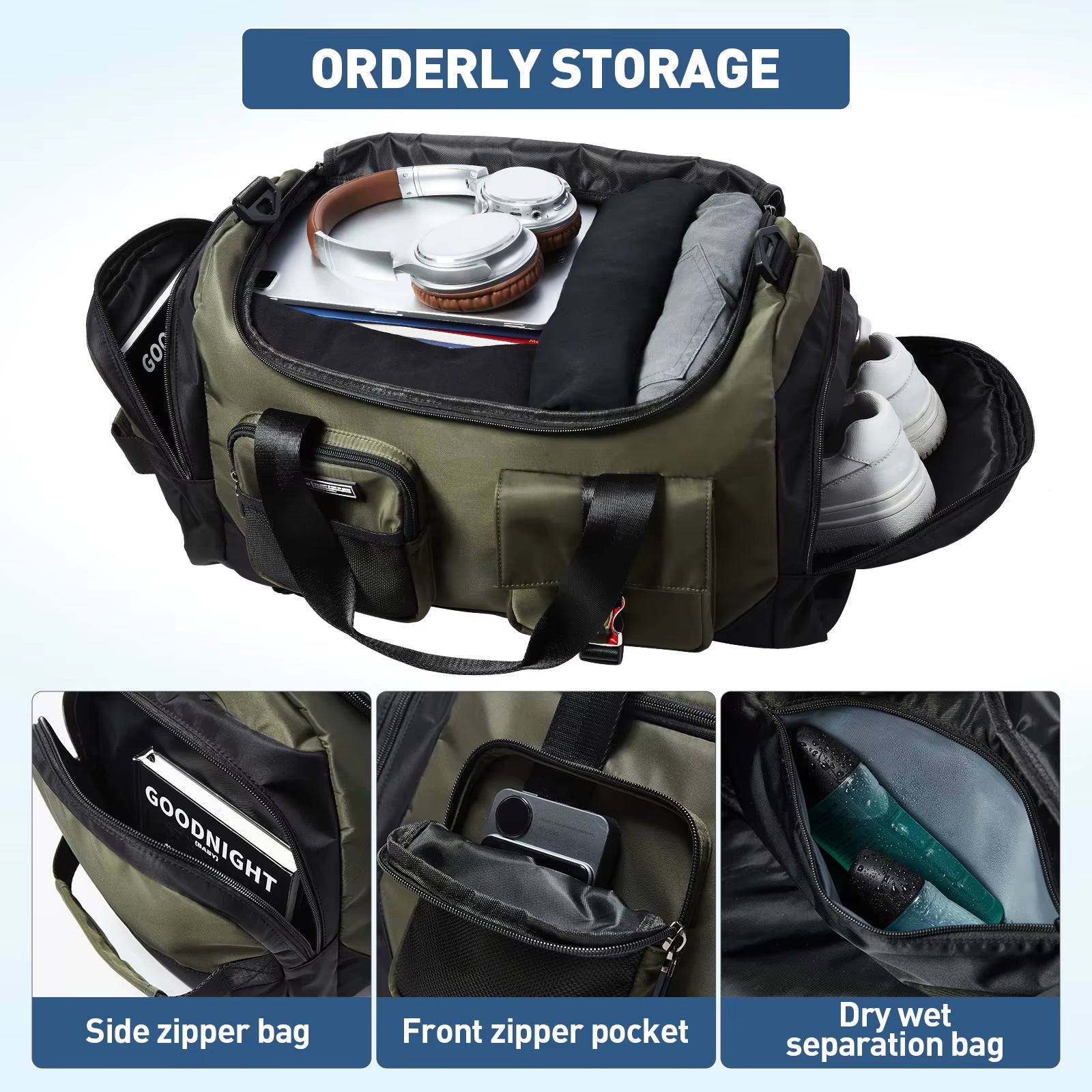 MOYYI Unisex Large Capacity Oxford Duffel Bag Outdoor National Carry on Backpack Men Zipper Sports Travel Bags Fitness Gym Bags