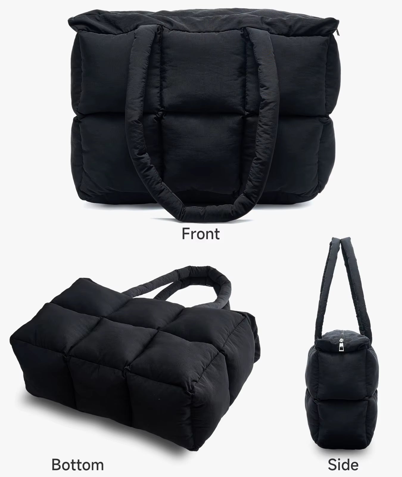 Newest Women'S Tote Puffer Bag Waterproof Black Lady Handbags Winter Cotton Padded Quilted Shoulder Crossbody Bag for Women