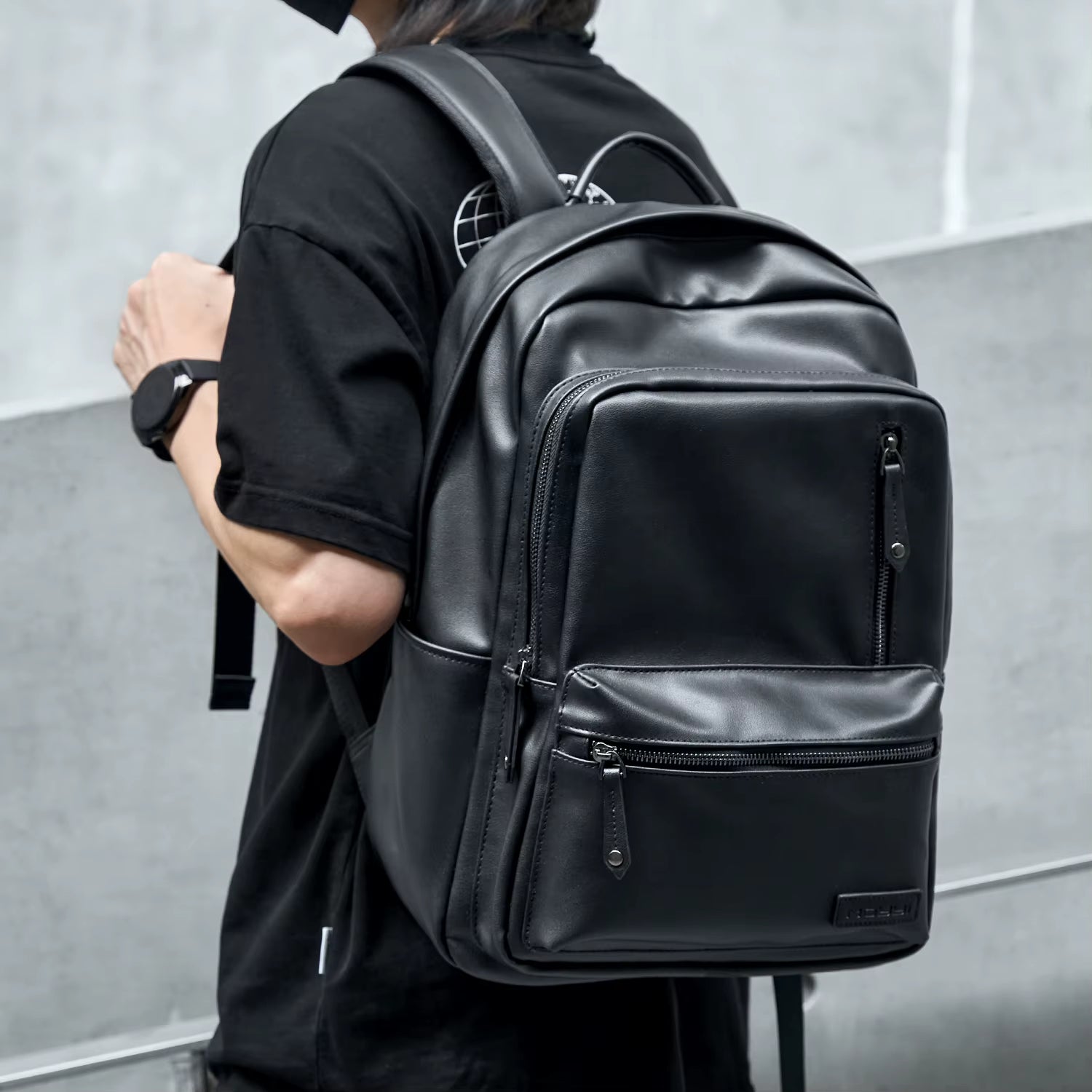 Eco-Friendly PU Leather Backpack Bags for Men Business Leather Laptop Travel Backpack