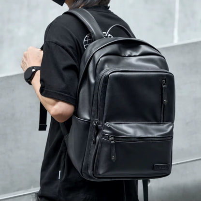 Eco-Friendly PU Leather Backpack Bags for Men Business Leather Laptop Travel Backpack