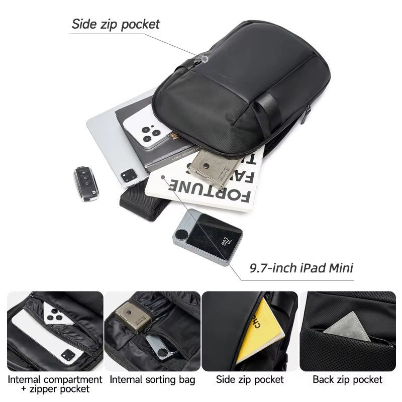 MOYYI Multi-Functional Zipper Chest Bag for Men Travel Men'S Crossbody Bag Anti-Theft Sling Shoulder Bag