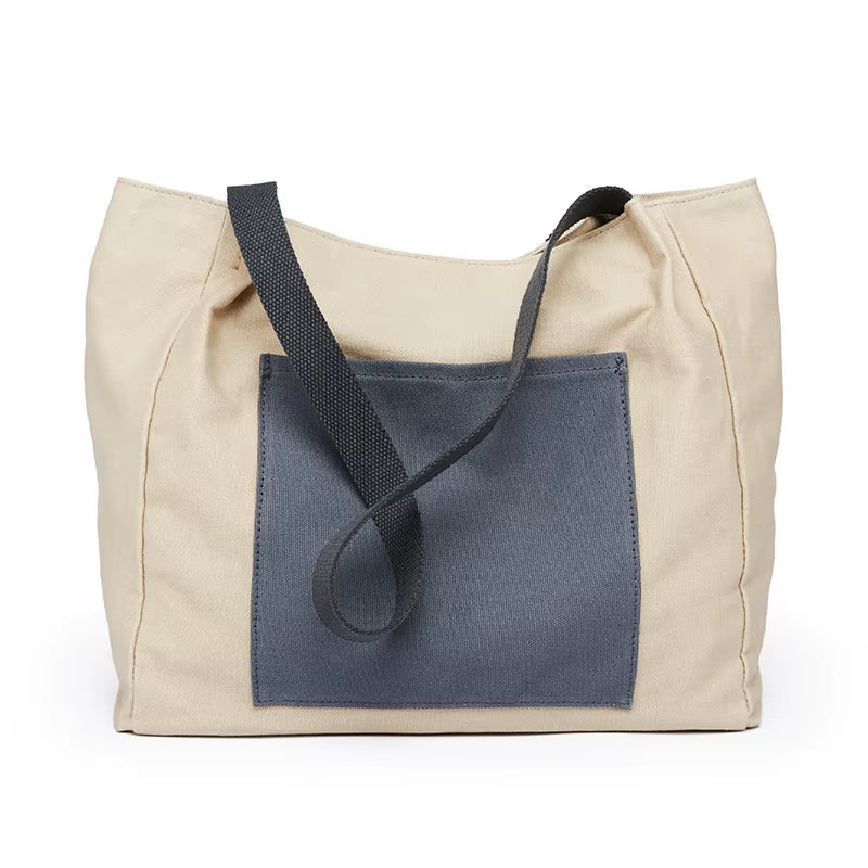 High Quality Simple Tote Bag Cotton Canvas Shopping Bag Ladies Casual Durable Commute Shoulder Bag