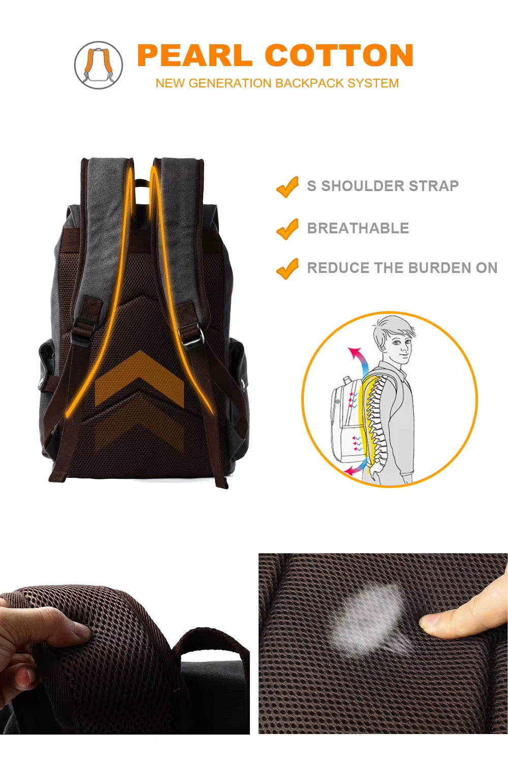 Custom Logo Canvas Laptop Bag for Men School Bag Outdoor Travel Backpack