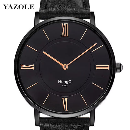 YAZOLE D C0801 Hot Selling Modern Men Black Quartz Watches Minimalist Case Waterproof Custom Wristwatches Relojes