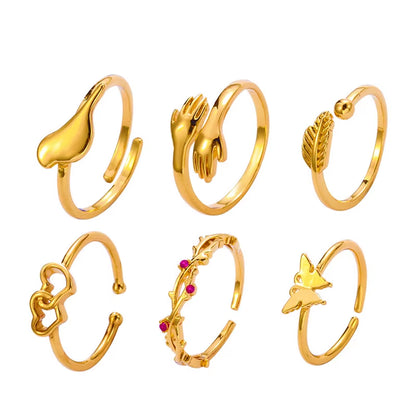 2025 New Arrival Fashion Gold Plated Rings 6Pcs Women Beach Toe Rings Foot Jewelry Ring Set Open Adjustable for Women