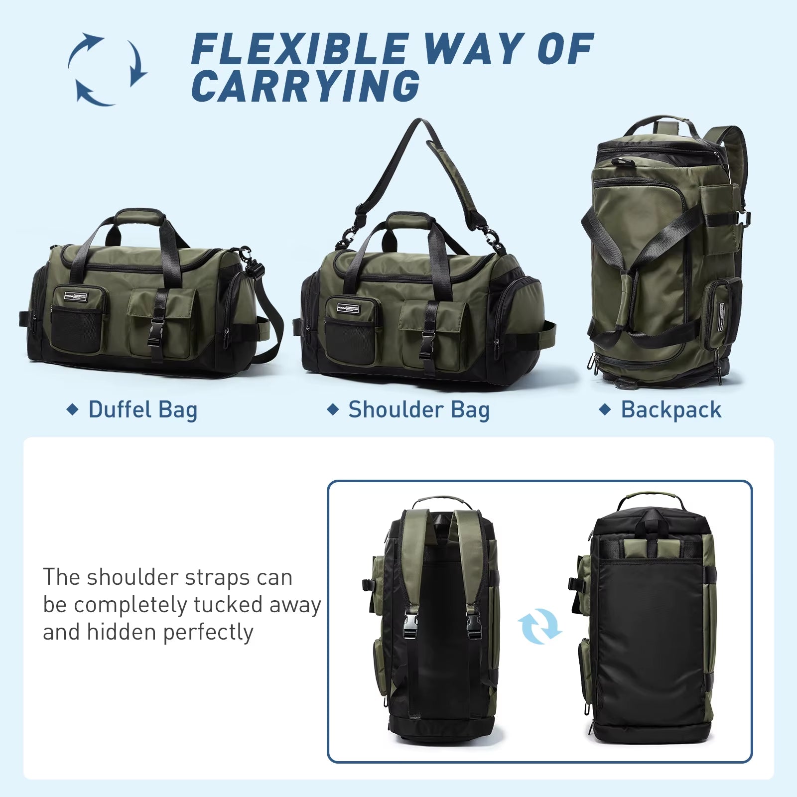 MOYYI Unisex Large Capacity Oxford Duffel Bag Outdoor National Carry on Backpack Men Zipper Sports Travel Bags Fitness Gym Bags