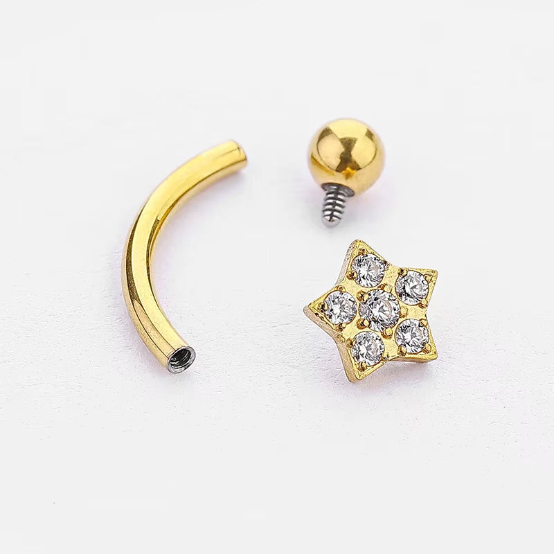 YW NEW 16G Rook Piercing Jewelry Eyebrow Rings G23 Titanium Heart Shape Cartilage Hoop Rook Daith Earrings Tragus