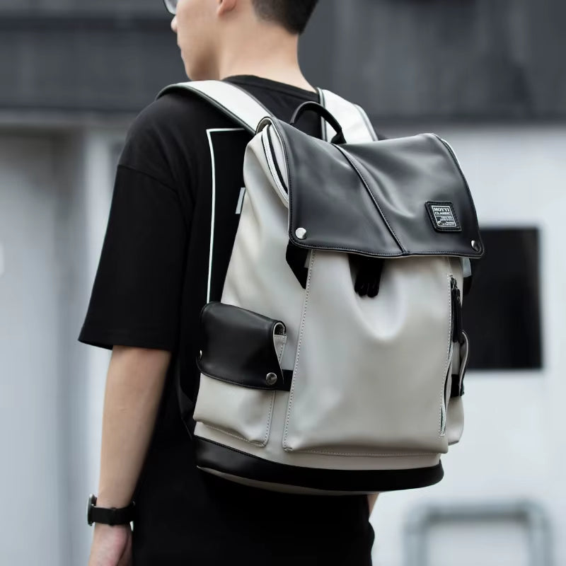 Custom Mochila Leather Backpack for Men Dayback Teen Bookbags Waterproof PU Men'S Backpack