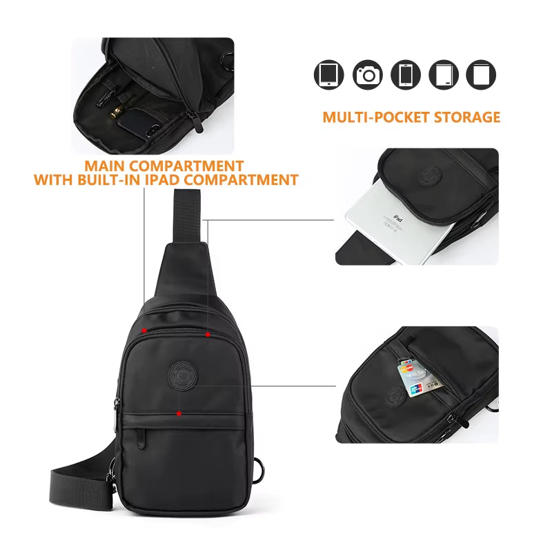 MOYYI Chest Bags for Men Crossbody Bags for Sport Outdoors Sling Bags