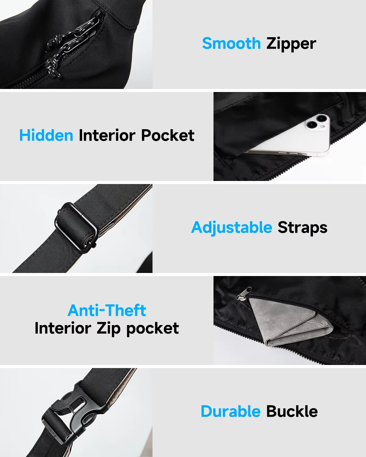 Leisure Hippie Hobo Bags for Men Crescent Sling Bags Sport Crossbody Bags