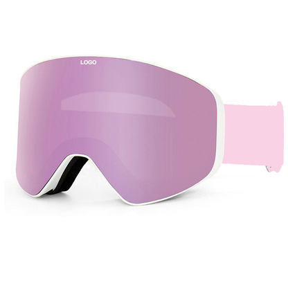MCROONS ski goggles, pink mirror lens